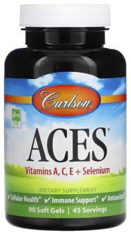 Антиоксидантная защита, ACES+ selenium, Carlson Labs, 90 гелевых капсул