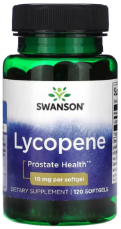 Ликопин, здоровье простаты, Lycopene, Swanson, 10 мг, 120 гелевых капсул