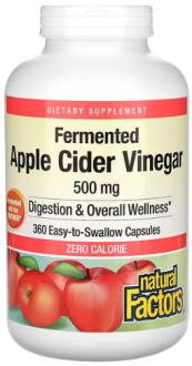 Ферментированный яблочный уксус 500 мг Natural Factors 360 капсул
