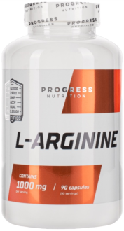 L-Аргинин, L-Arginine, Progress Nutrition, 1000 мг, 90 капсул