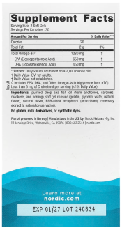 Высокоэффективные омега-3 кислоты, со вкусом лимона, Nordic Naturals, Ultimate Omega, 60 капсул (640 мг в 1 капсуле)