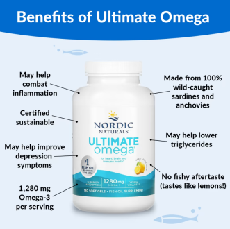 Высокоэффективные омега-3 кислоты, со вкусом лимона, Nordic Naturals, Ultimate Omega, 180 капсул (640 мг в 1 капсуле)