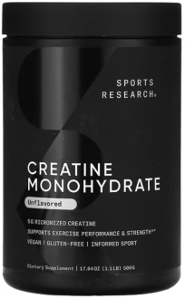 Креатин моногидрат, Sports Research, без добавок, 500 г