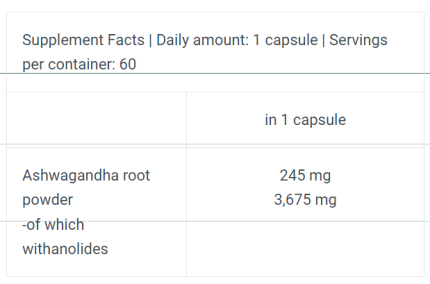 Ашваганда, Ashwagandha, Biotech, 245 мг, 60 капсул