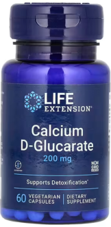D-глюкарат кальция, Life Extension, 200 мг, 60 капсул