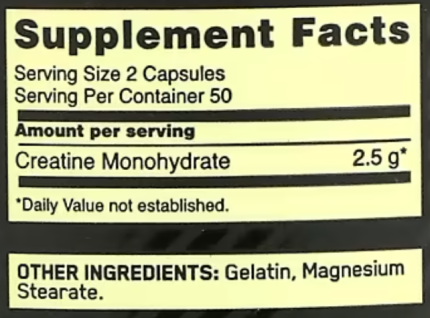 Микронизированный креатин в капсулах, Optimum Nutrition, 2,5 г, 100 капсул (1,25 г в 1 капсуле)