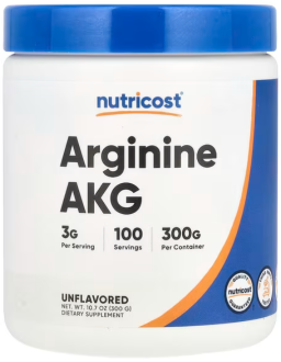Аргинин AKG без добавок, Arginine AKG, Nutricost, 300 г