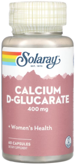 D-глюкарат кальция, Solaray, 400 мг, 60 капсул (200 мг в 1 капсуле)