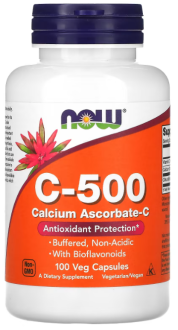 Аскорбат кальция, витамин С, C-500, Calcium Ascorbate-C, Now Foods, 100 капсул