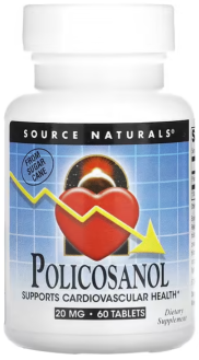 Поликосанол, Source Naturals, 20 мг, 60 таб
