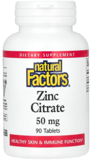 Цинк цитрат, Natural Factors, 50 мг, 90 таблеток