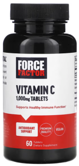 Витамин C, Force Factor, 1000 мг, 60 таблеток