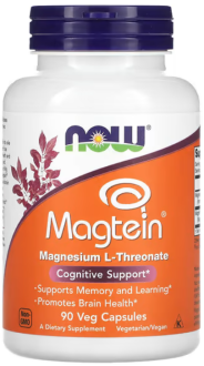 L-треонат магния, Magtein, NOW Foods, 90 капсул