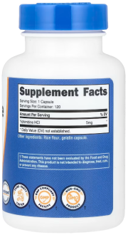 Йохимбин гидрохлорид HCL, Yohimbine, Nutricost, 5 мг, 120 капсул