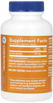Бычья желчь, Ox Bile, 125 мг, The Vitamin Shoppe, 100 капсул