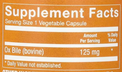 Бычья желчь, Ox Bile, 125 мг, The Vitamin Shoppe, 100 капсул