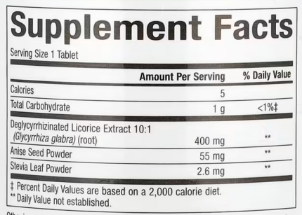 Деглицирризированный экстракт корня солодки, DGL, Natural Factors