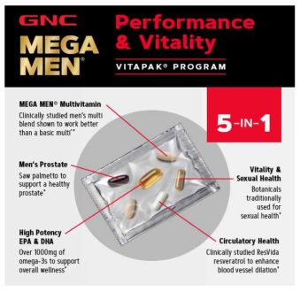 Витаминный комплекс с Омега 3, GNC, Mega Men Performance and Vitality Vitapak Program, 30 Vitapaks
