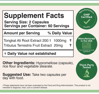 Tongkat Ali Complex Extract, Doublewood Supplements, 500 мг, 120 капсул