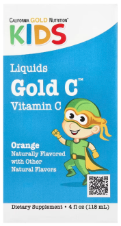 Витамин C в жидкой форме для детей, класса USP, со вкусом терпкого апельсина, California Gold Nutrition, 118 мл