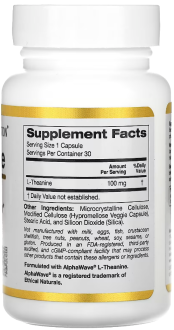 L-теанин, с AlphaWave, California Gold Nutrition, 100 мг, 30 капсул