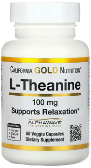 L-теанин, с AlphaWave, California Gold Nutrition, 100 мг, 60 капсул