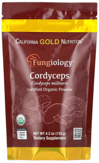 Кордицепс военный, сертифицированный органический порошок, California Gold Nutrition, Fungiology®, 120 г