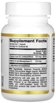 Витамины D3 (5000) и К2 (120), California Gold Nutrition, 60 капс