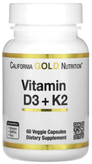 Витамины D3 (5000) и К2 (120), California Gold Nutrition, 60 капс