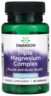 Комплекс магния, Triple Magnesium Complex, Swanson, 400 мг, 30 капсул