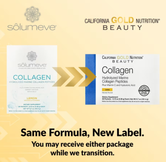 California Gold Nutrition, Пептиды морского коллагена с витамином C и гиалуроновой кислотой, Solumeve, со вкусом лимона, 30 пакетиков по 5,38 г