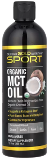 Органическое масло MCT, California Gold Nutrition, Sport, 355 мл