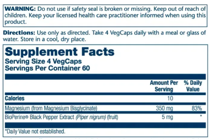 Глицинат магния с высокой усвояемостью, Magnesium Glycinate, Solaray, 350 мг, 240 капсул