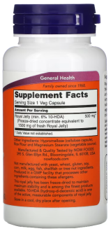 Маточное молочко, Royal Jelly, NOW Foods, 1500 мг, 60 капсул