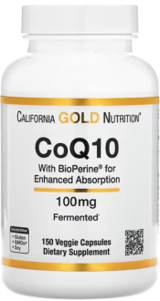 Коэнзим Q10 (Ubiquinone) с экстрактом BioPerine, California Gold Nutrition, 100 мг, 150 капсул