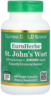 Экстракт зверобоя, California Gold Nutrition, EuroHerbs, качество EuroMed, 300 мг, 180 капсул