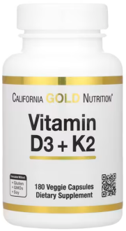 Витамины D3 (5000) и К2 (120), California Gold Nutrition, 180 капс