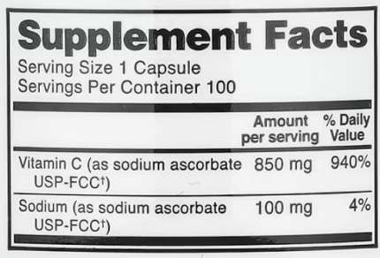 Витамин C в форме аскорбата натрия, NutriBiotic, Immunity, Sodium Ascorbate, 100 веганских капсул