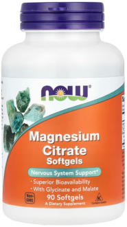 Цитрат магния с глицинатом и малатом, NOW Foods, Magnesium Citrate, 90 Softgels