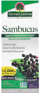 Черная бузина, без спирта, Nature's Answer, Sambucus, 2500 мг, 240 мл