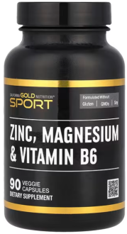 Цинк, магний и витамин B6, California Gold Nutrition, Sport, 90 капсул