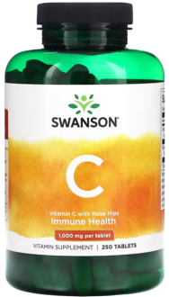 Витамин C с шиповником, 1000 мг, Vitamin C with Rose Hips, Swanson, 250 таблеток