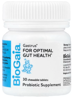 BioGaia, Gastrus®, для оптимального здоровья кишечника, с мятой и мандарином, 30 жевательных таблеток