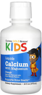 Жидкая добавка с кальцием, магнием, витамином D и цинком для детей, California Gold Nutrition, 473 мл
