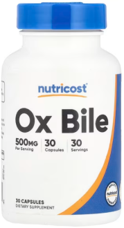Бычья желчь, Ox Bile, Nutricost, 500 мг, 30 капсул