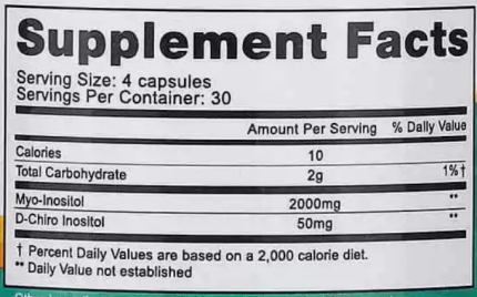 Fairhaven Health, мио-инозитол и D-хиро-инозитол, 120 капсул