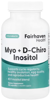 Fairhaven Health, мио-инозитол и D-хиро-инозитол, 120 капсул