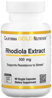 Экстракт родиолы, 500 мг, California Gold Nutrition, 60 вегетарианских капсул