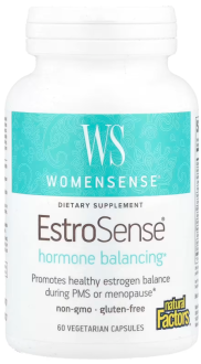 EstroSense, гормональный баланс, Natural Factors, WomenSense, 60 вегетарианских капсул