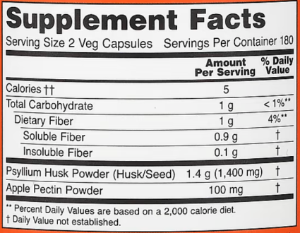 Шелуха семян подорожника в капсулах, Psyllium Husk Caps, NOW Foods, 700 мг, 360 веган капс